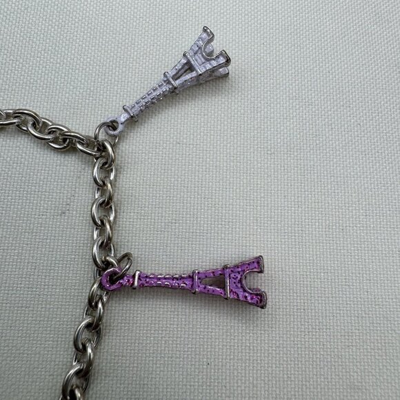 Claire’s Eiffel Tower Charm Bracelet Multicolor Paris Theme Adjustable Jewelry - Picture 7 of 8